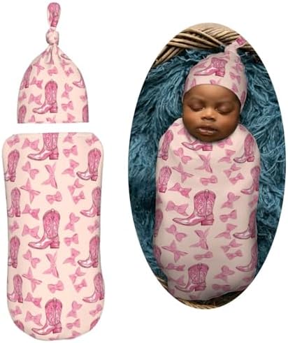 Muishi Cowgirl Boot Bows Swaddle Blanket Set