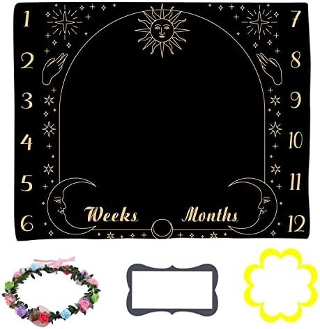 Baby Monthly Milestone Blanket - 48x40 Inch Swaddle Blanket with Sun Moon Design