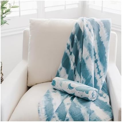 Crane Baby Muslin Swaddle Blanket - Caspian Ocean Set of 2