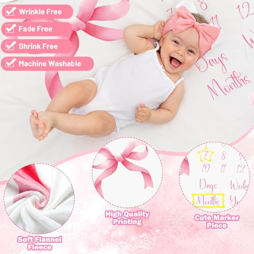 Preboun Monthly Milestone Blanket for Baby Girls 1