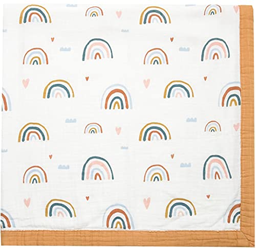 Rainbow Muslin Blanket for Baby - Soft and Breathable 47x47 Swaddle Blanket