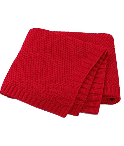 Cotton Knitted Baby Blanket for Newborns Red