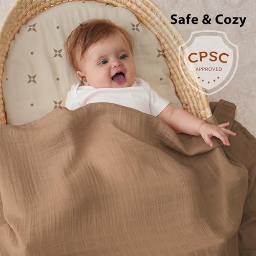 Yoofoss Muslin Swaddle Blankets 4-Pack 47x47 Baby Neutral Wrap