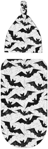 Muishi Black Bat Newborn Swaddle Blanket Hat Set 1