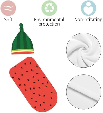 Watermelon Newborn Swaddle Blanket and Beanie Hat Set