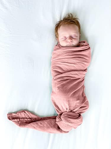 Premium Swaddle Blanket - Bamboo Viscose Organic Cotton 47 Inches Dusty Rose