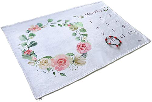 SEJJEN Baby Milestone Blanket - Floral Plush Fleece for Photos