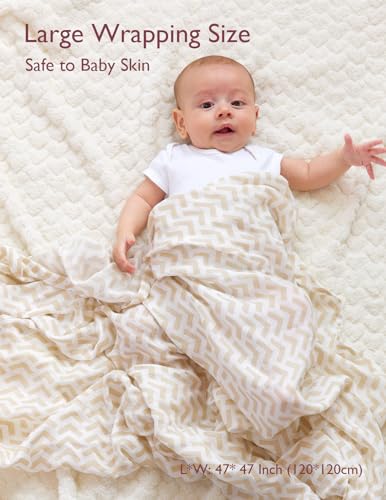 Momcozy Muslin Swaddle Blankets 4 Pack Neutral Star Print