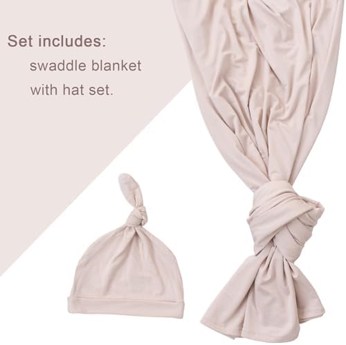 Aijoviko Newborn Swaddle Blanket with Hat Set 35x35