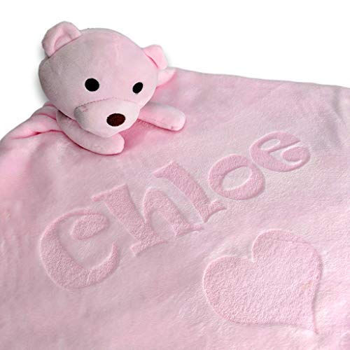 Custom Catch Personalized Teddy Bear Baby Blanket - Pink