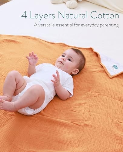 Mom Beebi Muslin Baby Blanket 37x37 Camel