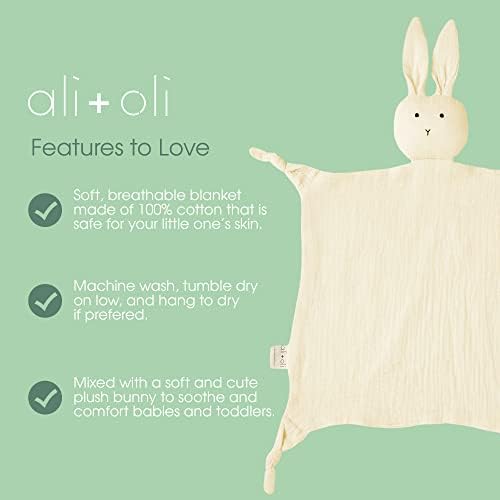 AliOli Cuddle Bunny Security Blanket - Soft Cotton