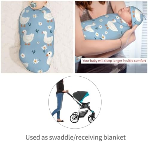 KiuLoam Cute White Geese Swaddle Blanket Set
