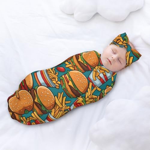 Cute Burger Fries Baby Swaddle Set for Newborn