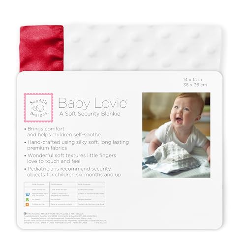 SwaddleDesigns Baby Lovie Security Blanket Plush Dots with Satin Trim Red 14x14 inches