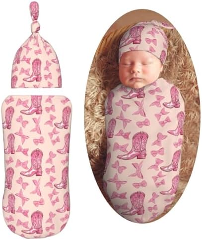 Muishi Cowgirl Boot Bows Swaddle Blanket Set