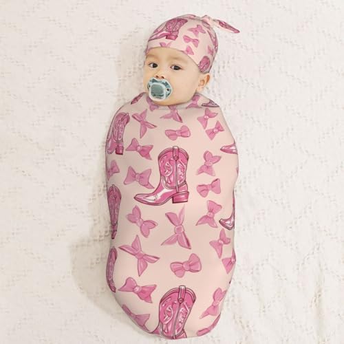 Muishi Cowgirl Boot Bows Swaddle Blanket Set