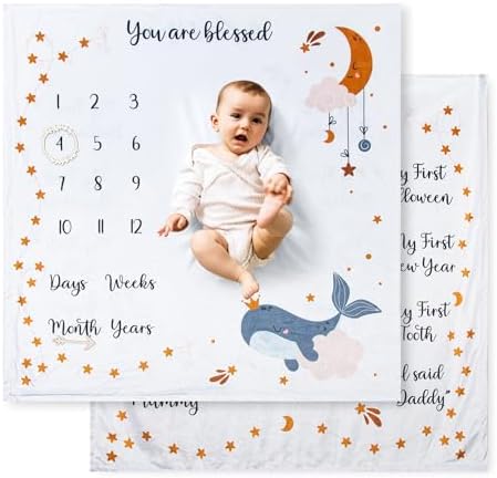 Lilimran Monthly Milestone Blanket - Reversible Baby Photo Setup