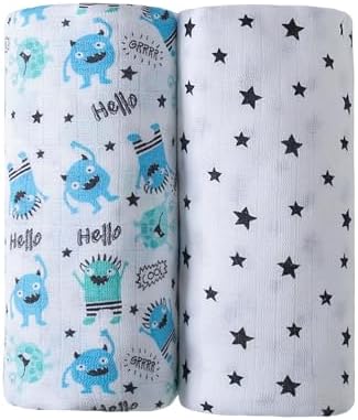 Lasoftan Swaddle Blanket 36 x 40 Inches 2 Pcs for Newborns