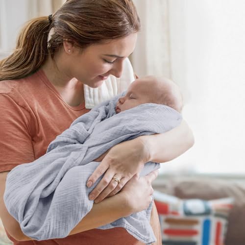 Bearmoss Swaddle Blankets 3 Pack - Soft Cotton 40x38 Inches