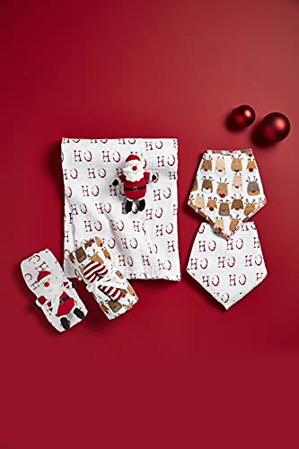 Mud Pie Santa Muslin Swaddle and Rattle Set