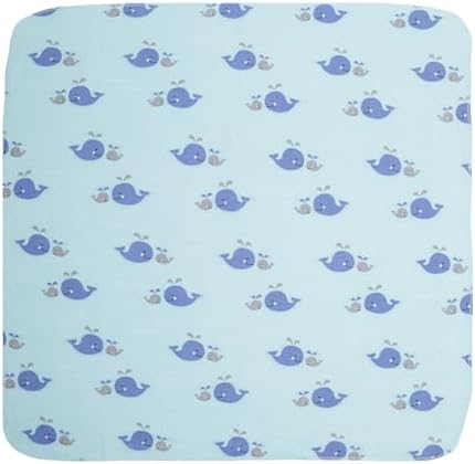 Everyday Kids 4 Pack Baby Blue Flannel Blankets with Ocean Animals