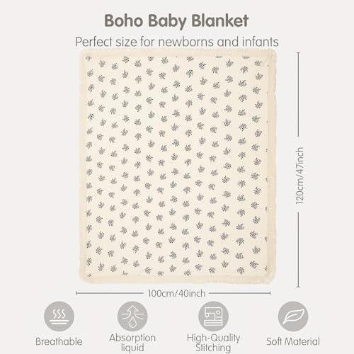 Insular Cotton Muslin Baby Blanket with Tassel 47 x 40