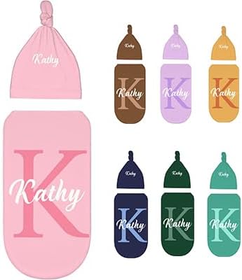 Personalized Pink Name Swaddle Set for Baby Girl or Boy