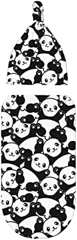 Osvbs Panda Baby Swaddle Blanket Beanie Set