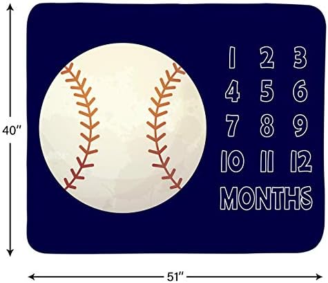 Tebaby Baby Milestone Blanket - 51x40 Inch Unisex Neutral Personalized Growth Chart