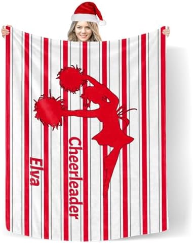 Custom Blanket with Name Text Cheerleader Stripe Red Swaddling Blanket 30X40inch