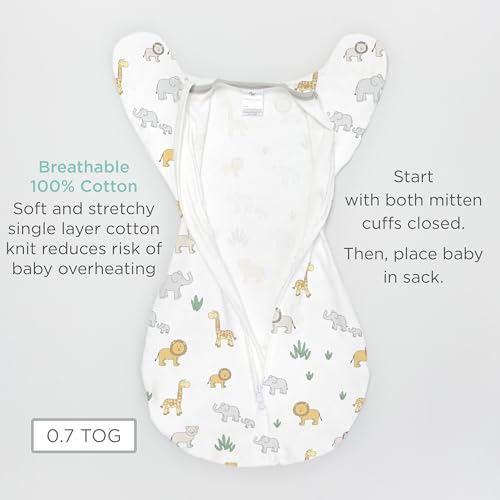 Amazing Baby Transitional Swaddle Sack - Tiny Elephants Medium 3-6 Months