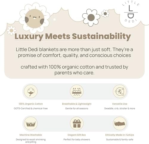 Little Dedi 100 Organic Cotton Baby Blanket - 30x40 Neutral Earth Ivory