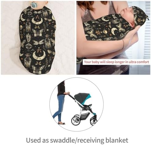 Muishi Moths and Moons Swaddle Blanket and Hat Set