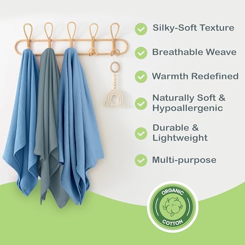 Infancie Organic Cotton Muslin Baby Blanket - 47x47 Inch