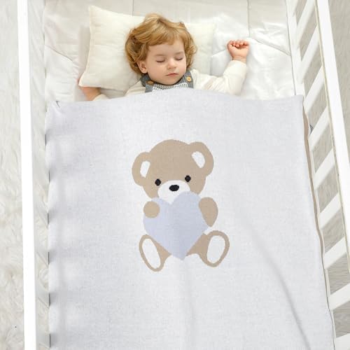 LAWKUL Baby Blanket Adorable Bear 40x30in Soft Swaddle