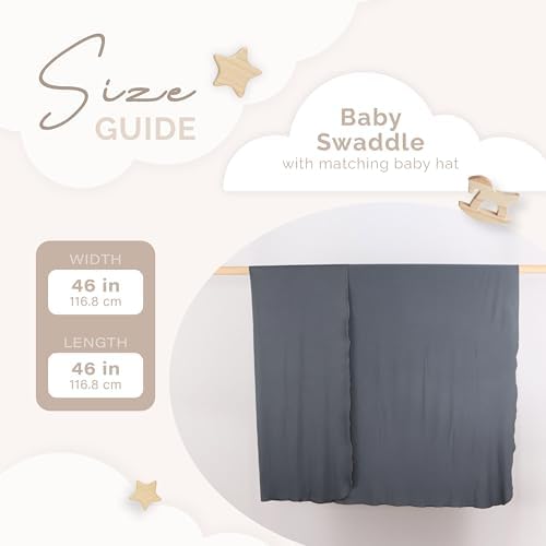 Nyte Nyte Baby Swaddle Blanket with Beanie Set 120x120cm Gray