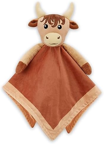 Highland Cow Baby Lovey Security Blanket - Newborn Gift