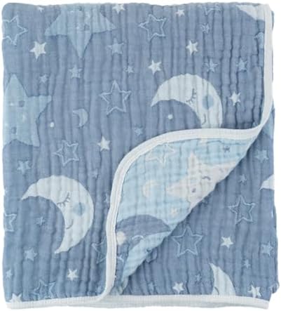 Soft 100 Cotton Muslin Baby Blanket with Moon Pattern