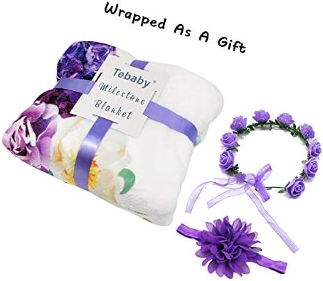 Tebaby Baby Monthly Milestone Blanket with Wreath Headband