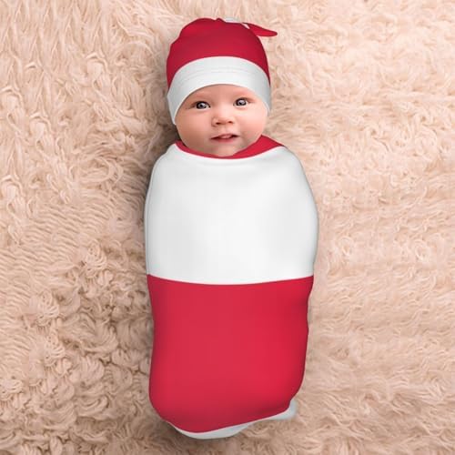 Polish Flag Newborn Swaddle Bag with Beanie 0-6 Months