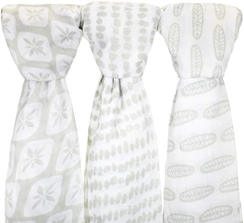 Ziggy Baby Muslin Swaddle Blankets 3 Pack Sage Green White