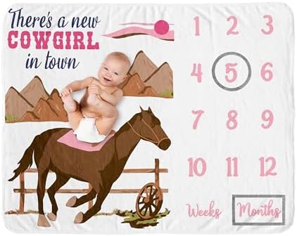 Sweet Jojo Designs Western Cowgirl Baby Milestone Blanket Set