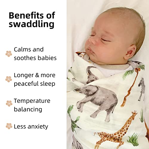 LifeTree Muslin Swaddle Blanket - 47 x 47 Bamboo-Cotton Blend
