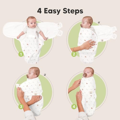 KeaBabies Baby Swaddle Sleep Sack - 3-Pack Zippy Swaddles for Newborns