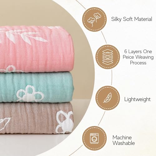 HardNok Ultra-Soft Muslin Baby Blanket - 43x43 Leaf Floral