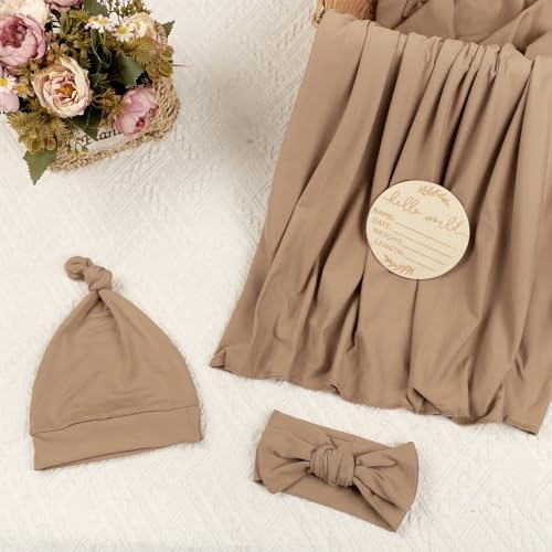 TANOFAR 4-Pack Newborn Swaddle Blanket Set Brown