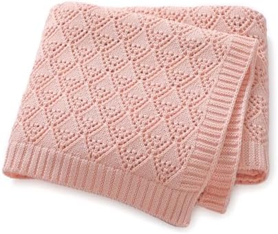 Neiwech Soft Cotton Swaddle Blanket 40x30 Inch Pink