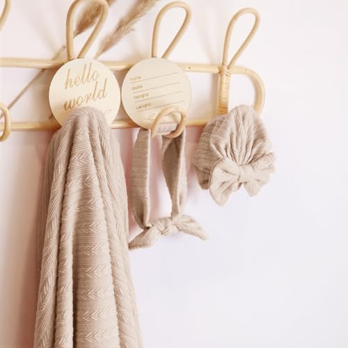 Golener Baby Swaddle Set - Swaddling Blankets Bow Hat Headband Birth Cards