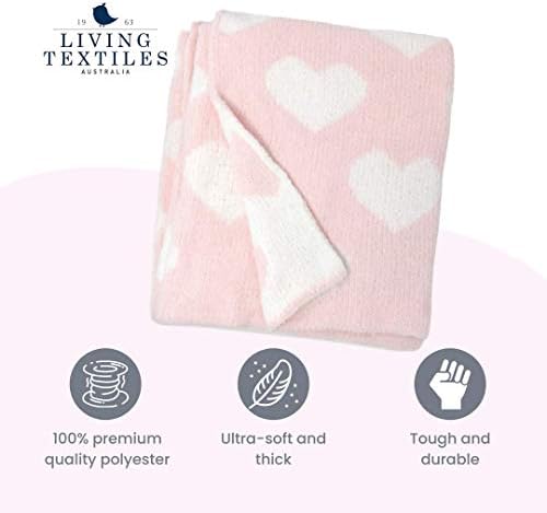 Living Textiles Pink Hearts Chenille Baby Blanket Reversible